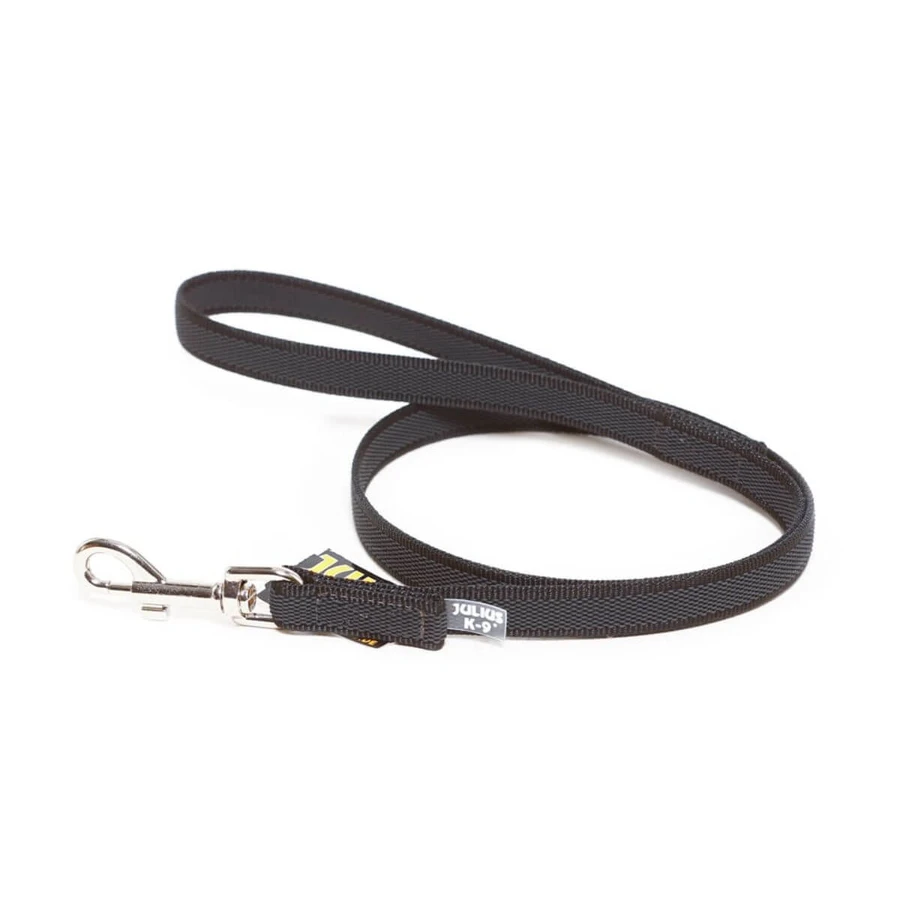 JULIUS-K9 Color & Gray, non-slip leash with handle for dogs, 30kg, textile, tape, 14mm x 1m, black