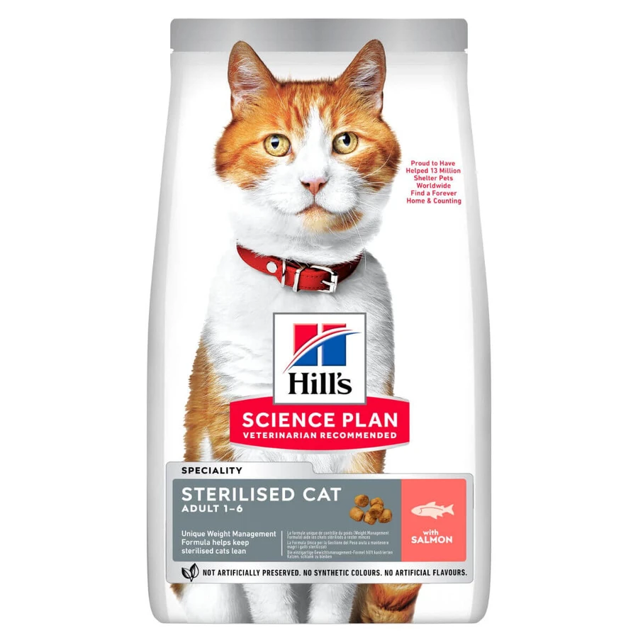 HILL'S Science Plan Sterilized, Salmón, alimento seco para gatos esterilizados, 1,5kg