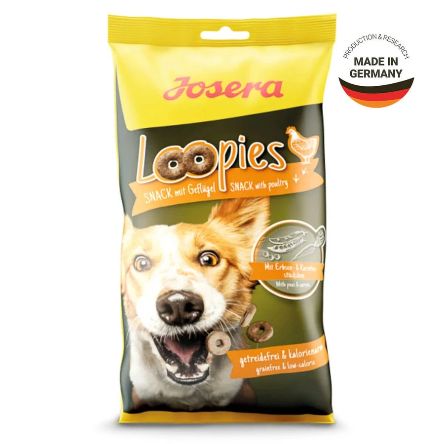 JOSERA Loopies, XS-XL, Vogel, getreidefreier Belohnungsbeutel für Hunde, 150g