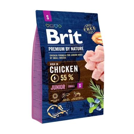 BRIT Premium By Nature Junior Small Breed, XS-S, Huhn, Trockenfutter für junge Hunde, 3kg