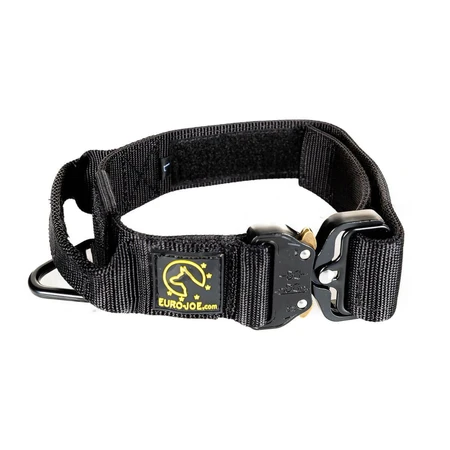 EURO JOE Tactical TC2+, Hundehalsband, Kontrollgriff, Nylon, schwarz, Cobra-Schnalle, XL(25-53 x 3.8cm)
