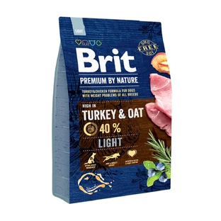 BRIT Premium By Nature Light, Pavo con avena, alimento seco para perros, control de peso, 3kg