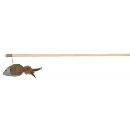 Trixie, wooden fishing rod with mouse, toy, cats, brown, 50cm
