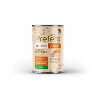 PREFERA Pro H&T Casserole, XS-XL, Kip, blik graanvrij natvoer voor honden, (op eigen sap), 400g