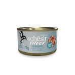 SCHESIR Silver, Atún y Caballa, comida húmeda en lata sin cereales para gatos senior, (en sopa), 70g