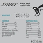 SCHESIR Silver, Atún y Caballa, comida húmeda en lata sin cereales para gatos senior, (en sopa), 70g