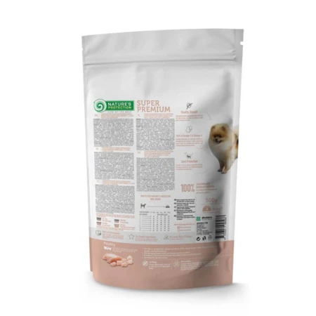 NATURES PROTECTION Junior Small Breed, XS-S, Pollo y Krill, alimento seco para perros junior, 500g