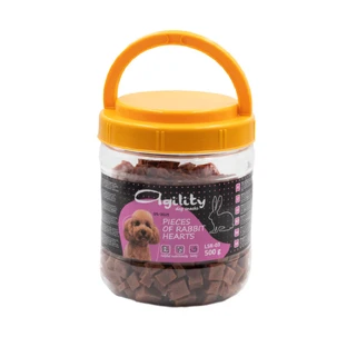 AGILITY Binnen Brokken, XS-XL, Konijn en Eend, beloningsemmer voor honden, 500g