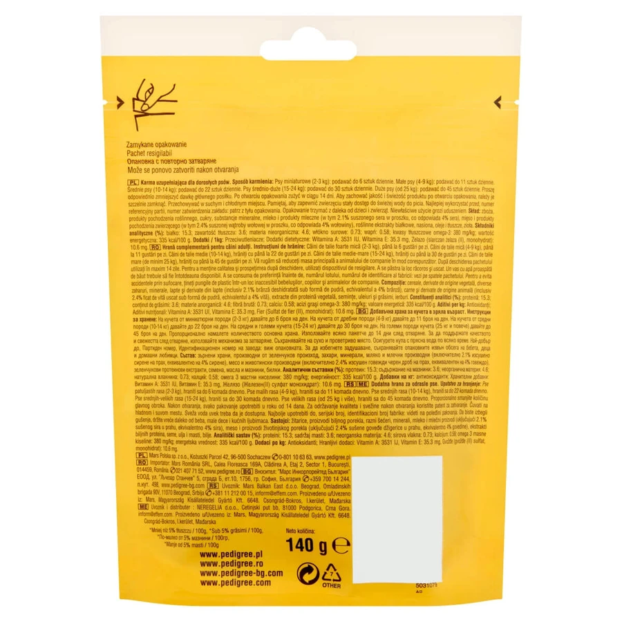 PEDIGREE Tasty Bites, friandises pour chiens, friandises au fromage pour chiens, 140g