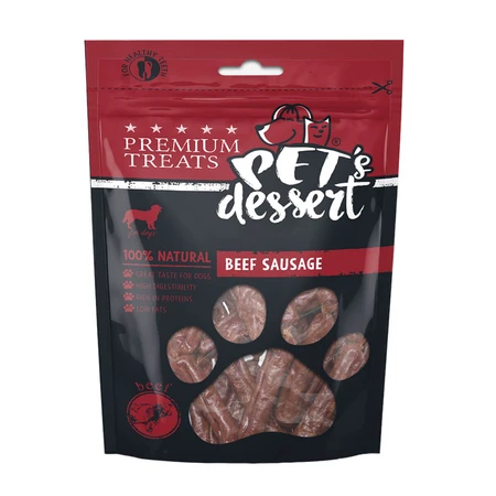 PET'S DESSERT Sausage, XS-XL, Beef, grain-free reward pouch dogs, 80g