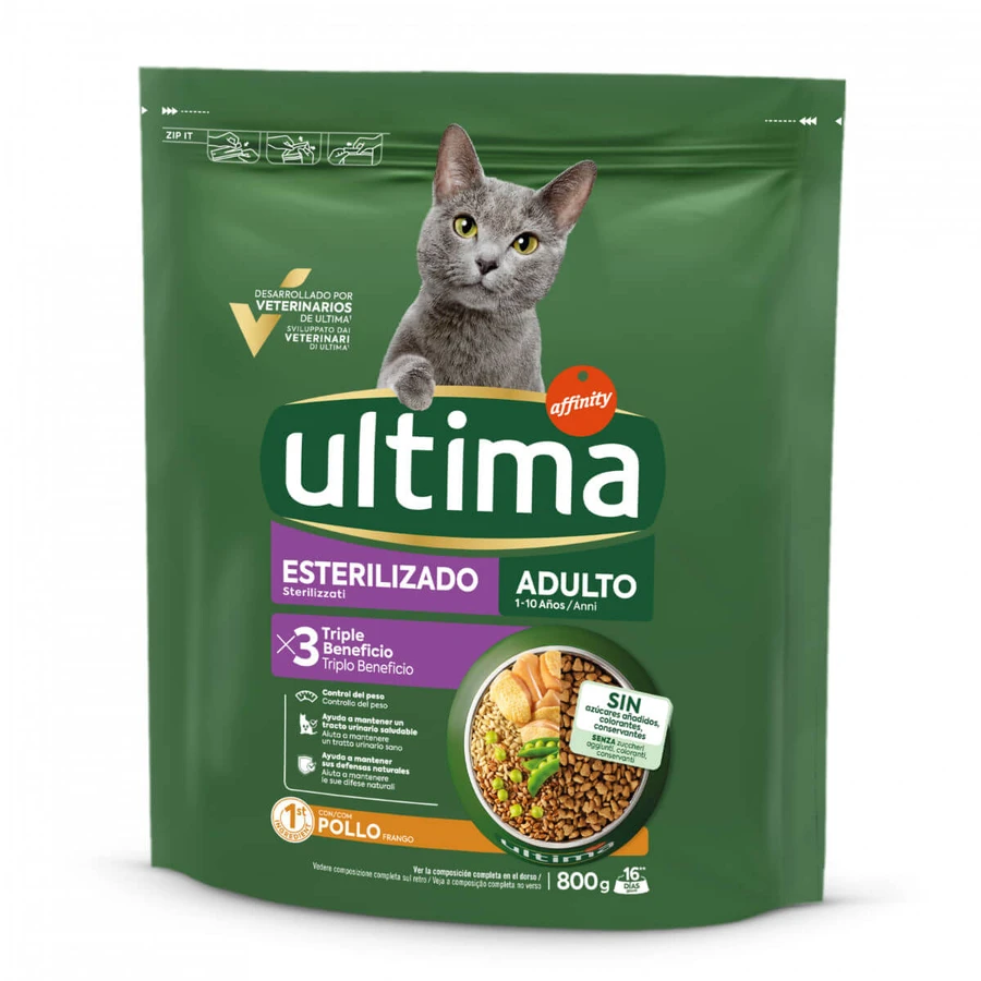 ULTIMA Sterilized, Kip, droogvoer voor gesteriliseerde katten, 800g