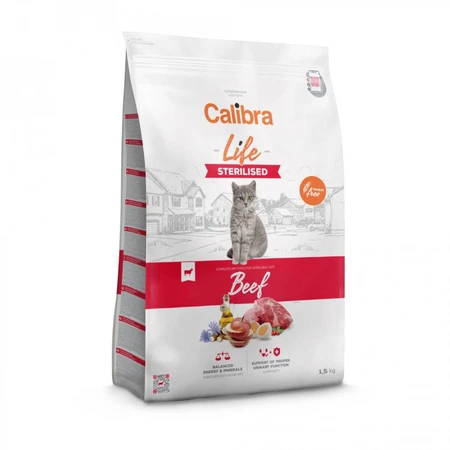CALIBRA Life Sterilized, Beef, nourriture sèche pour chats stérilisés, 1.5kg