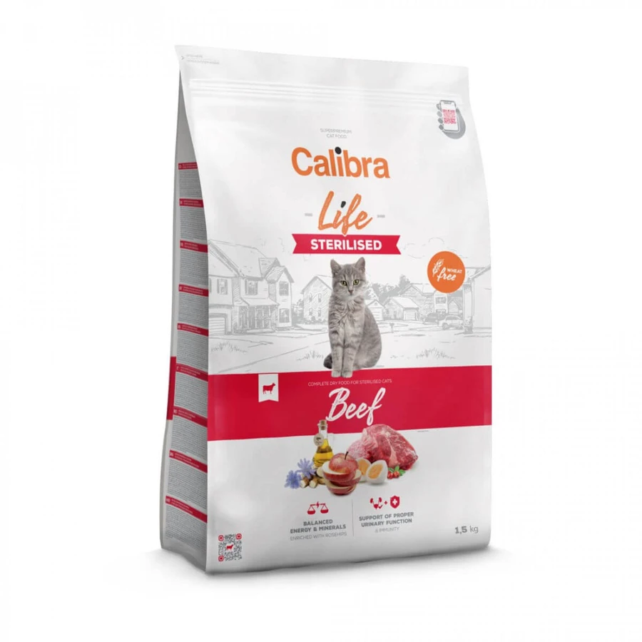 CALIBRA Life Sterilized, Beef, nourriture sèche pour chats stérilisés, 1.5kg