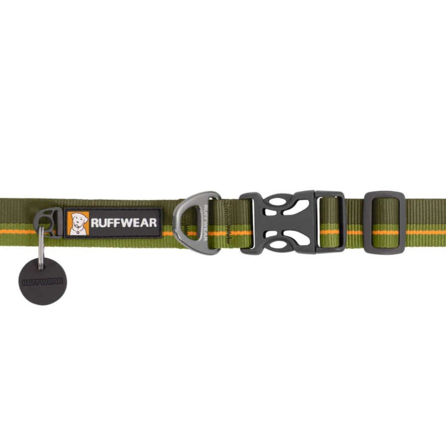 RUFFWEAR Flat Out Forest Horizon, adjustable dog collar, green and orange, S(28-36 x 2cm)