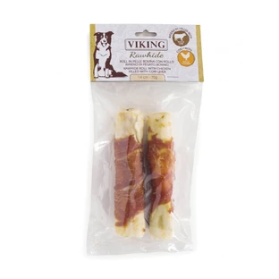 LEOPET Viking Rawhide Roll Filled, M-L, Kip en Rund Lever, graanvrij beloningszakje honden, 70g