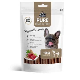 PET'S DESSERT Pure Doggie Delight Hipoalergénico Doggie Delight, XS-XL, Cal, bolsa de recompensa sin cereales y con una sola proteína, perros, alergias, 80g