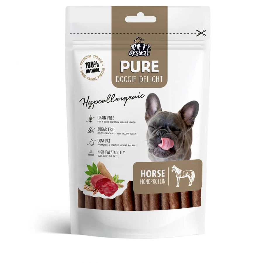PET'S DESSERT Pure Doggie Delight Hipoalergénico Doggie Delight, XS-XL, Cal, bolsa de recompensa sin cereales y con una sola proteína, perros, alergias, 80g