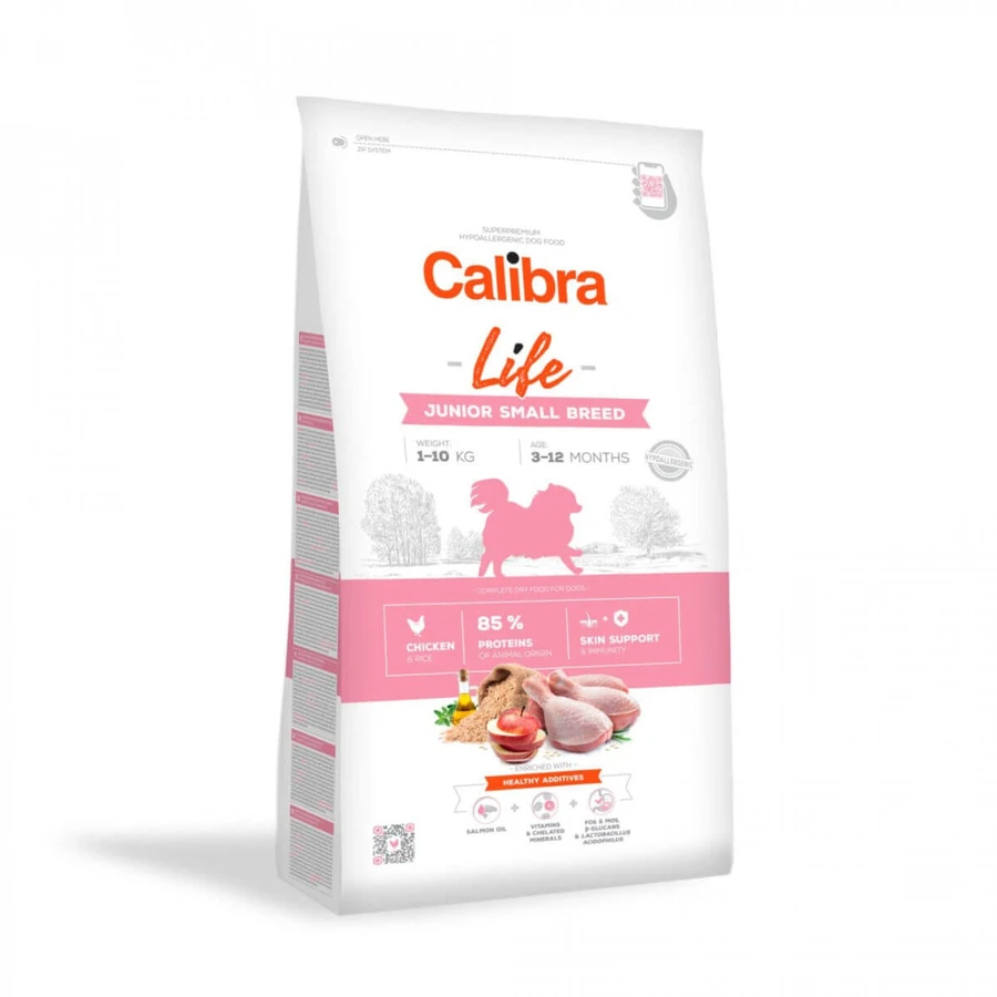 CALIBRA Life Junior Small Breed, XS-S, Huhn, getreidearmes Trockenfutter für junge Hunde, 1,5 kg
