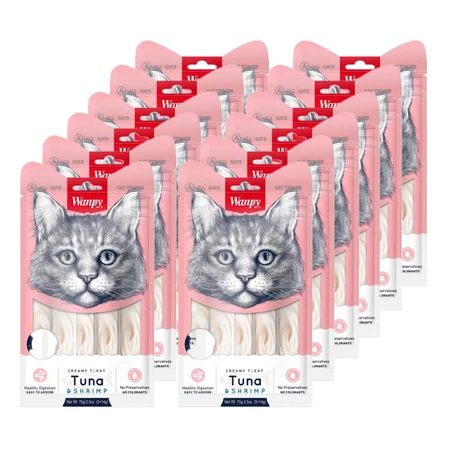 WANPY Creamy Treat, Atún y Salmón, bolsa de recompensa para gatos, (puré), 350g