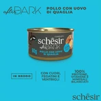 SCHESIR After Dark, Kip en Kwartelei, nat kattenvoer zonder granen in blik, (in soep), 80g