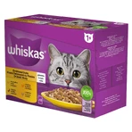 WHISKAS 1+ Poultry Feasts Selections, Poultry, sachet de nourriture humide pour chats, (en aspic), multipack, 85g x 12