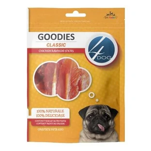 Kip beloningen voor honden 4Dog Classic Chicken Jerky Rawhide Sticks, 100 g, Goodies