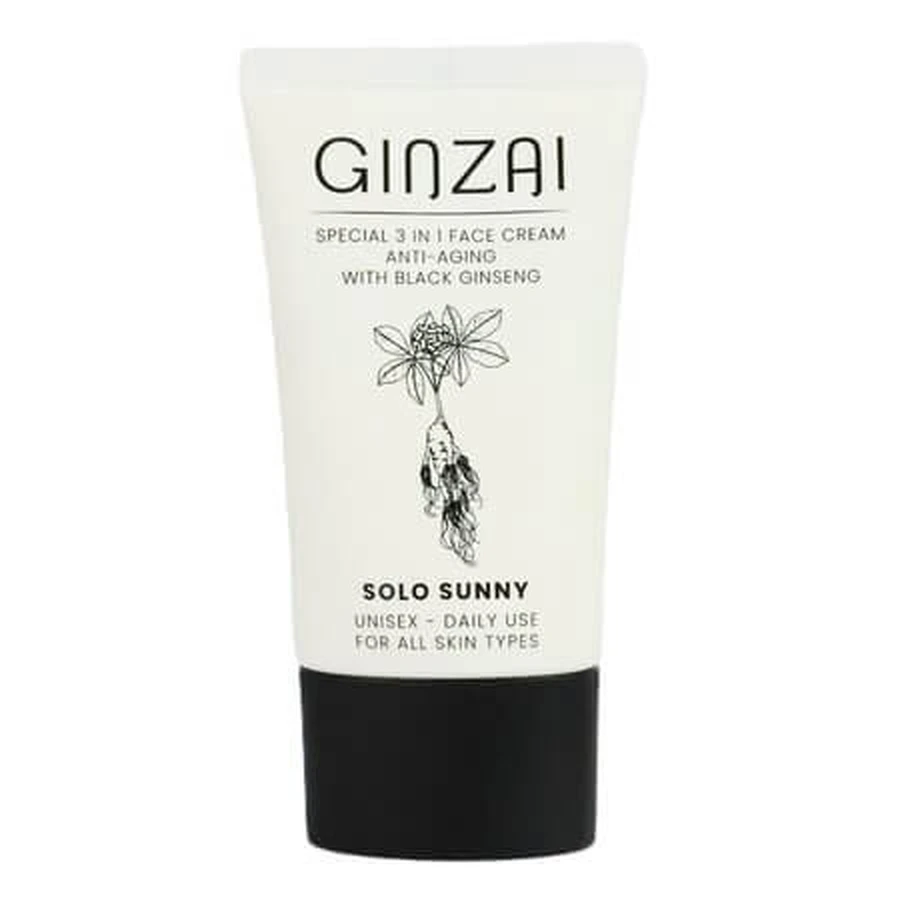 Crème anti-âge 3 en 1 avec ginseng noir coréen et SPF 50+/PA+++++ Solo Sunny, 50 ml, Ginzai