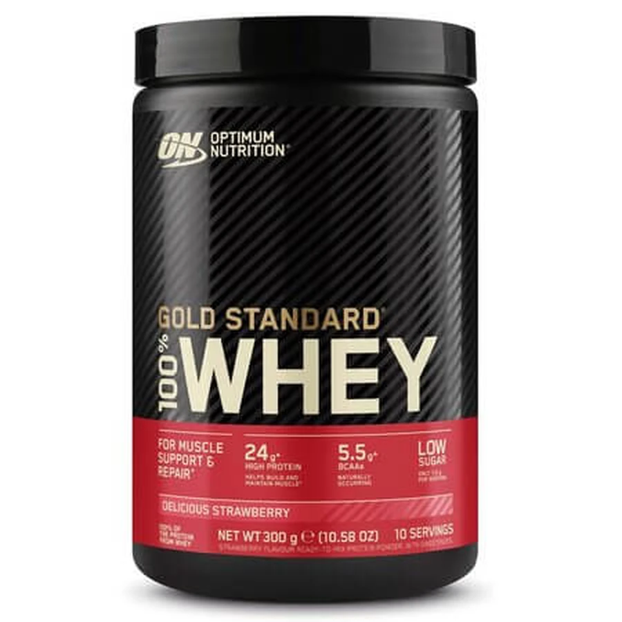 Proteína de suero en polvo con sabor a fresa Whey Gold Standard, 310 g, Optimum Nutrition