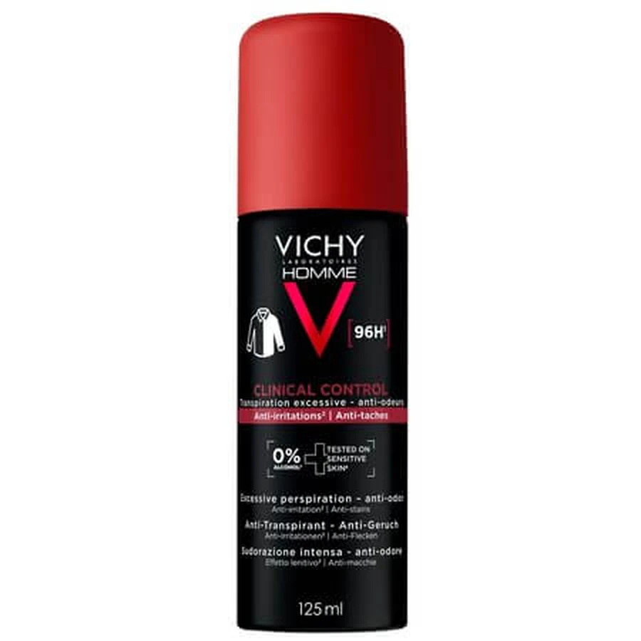 Antitranspiratiespray voor mannen tegen onaangename geurtjes Clinical Control 96H, 125 ml, Vichy
