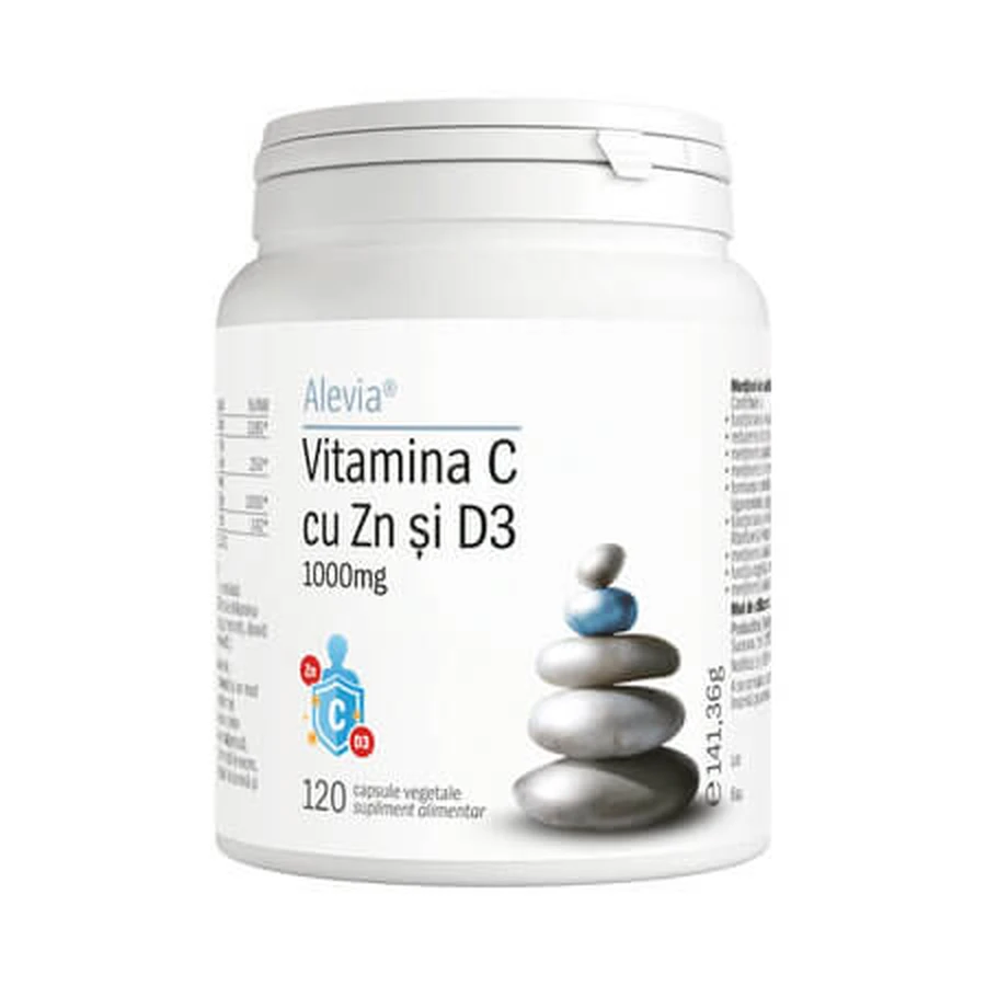 Vitamine C avec Zn et D3, 120 gélules végétales, Alevia