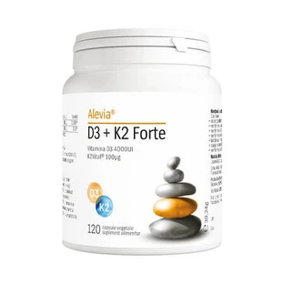Vitamin D3 + Vitamin K2 Forte, 120 vegetarische Kapseln, Alevia