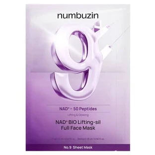 Mascarilla revitalizante para cara y cuello con NAD+ No.9 Bio Lifting-sil, 20 ml + 28 ml, Numbuzin