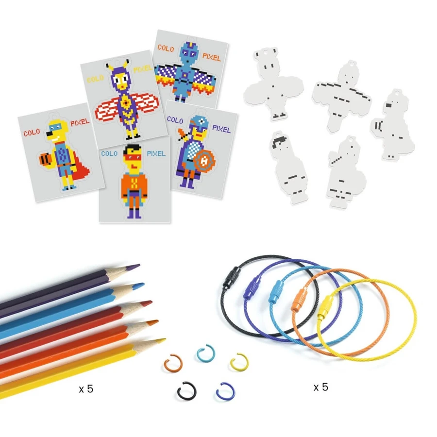 Creative DIY game DIY Heroes keychains, Djeco