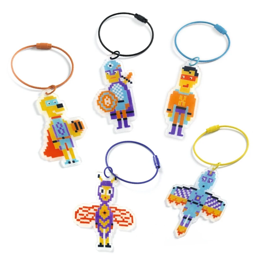 Creative DIY game DIY Heroes keychains, Djeco
