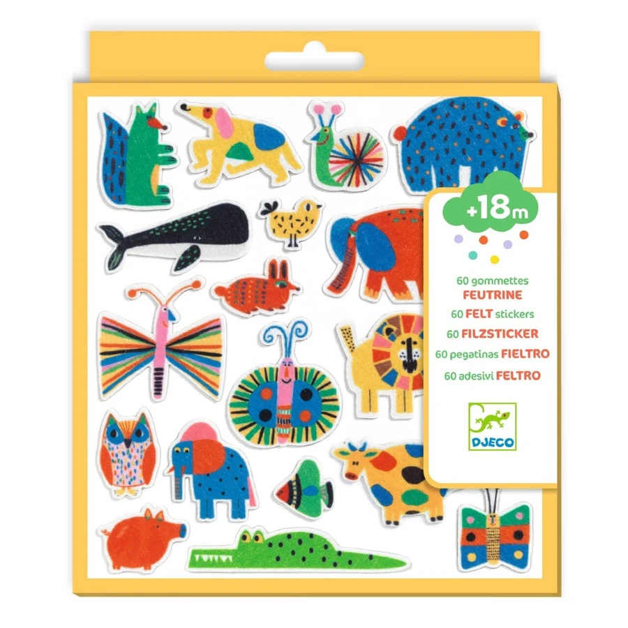 Set de 60 pegatinas de fieltro - Merry Animals, Djeco