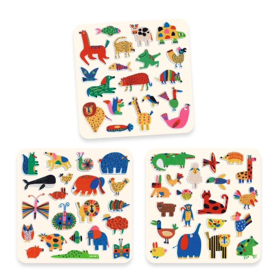 Set de 60 pegatinas de fieltro - Merry Animals, Djeco