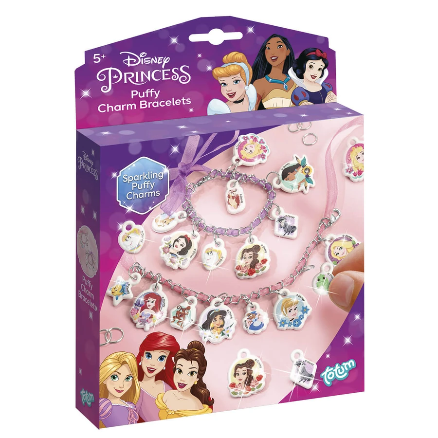 Creativo DIY conjunto de pulseras 2D colgante suave con colgantes, Princesa Disney