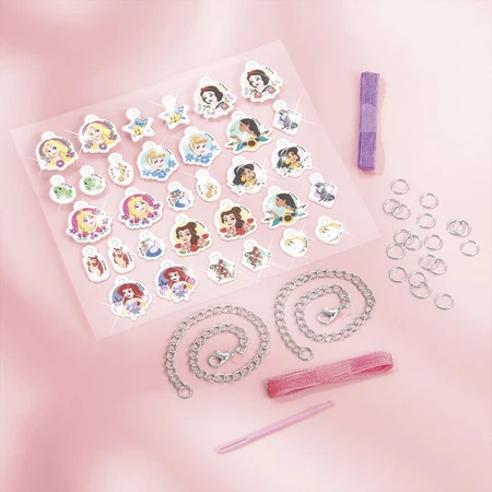 Creativo DIY conjunto de pulseras 2D colgante suave con colgantes, Princesa Disney