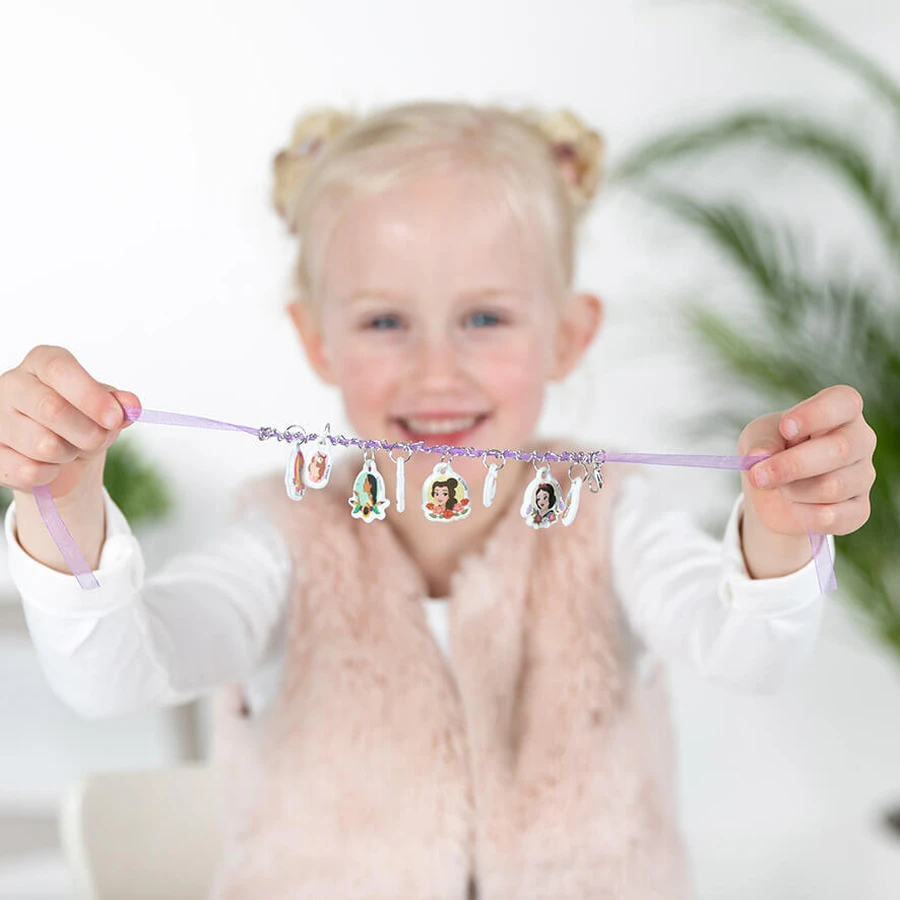 Creativo DIY conjunto de pulseras 2D colgante suave con colgantes, Princesa Disney