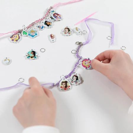 Creativo DIY conjunto de pulseras 2D colgante suave con colgantes, Princesa Disney