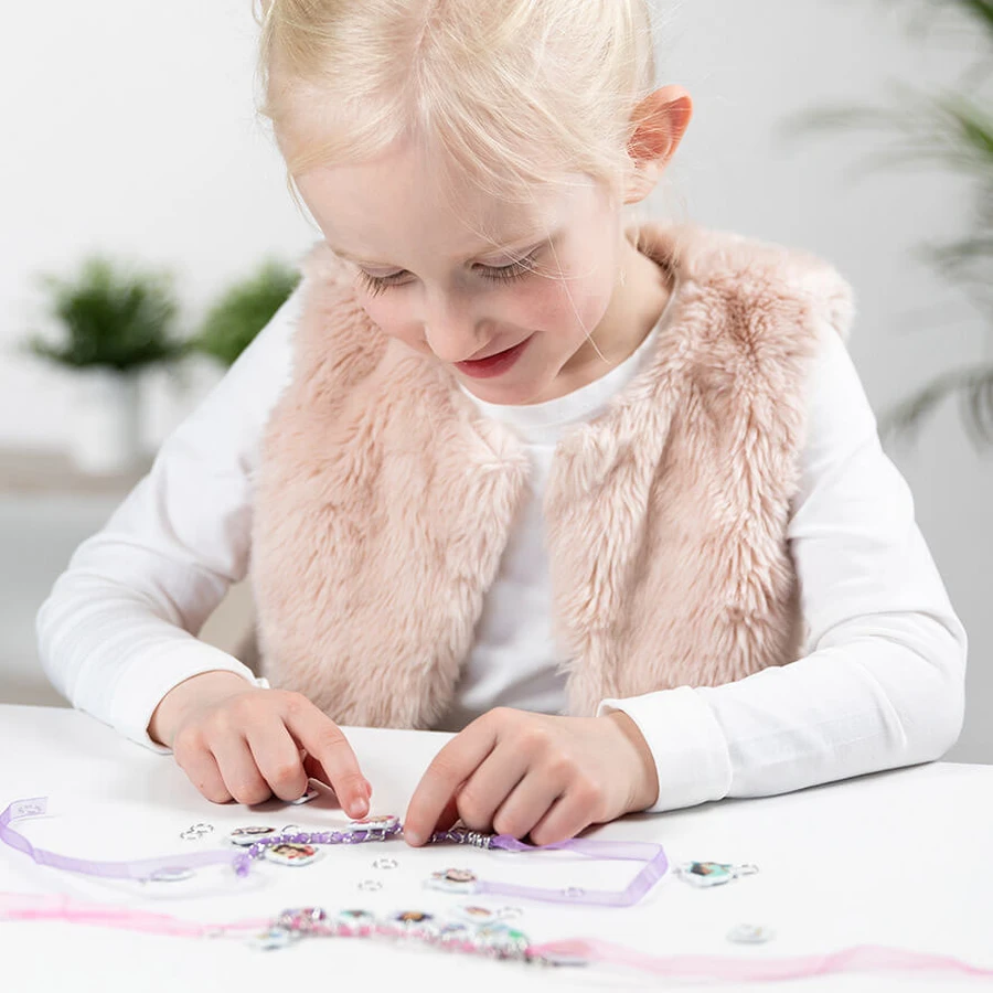 Creativo DIY conjunto de pulseras 2D colgante suave con colgantes, Princesa Disney