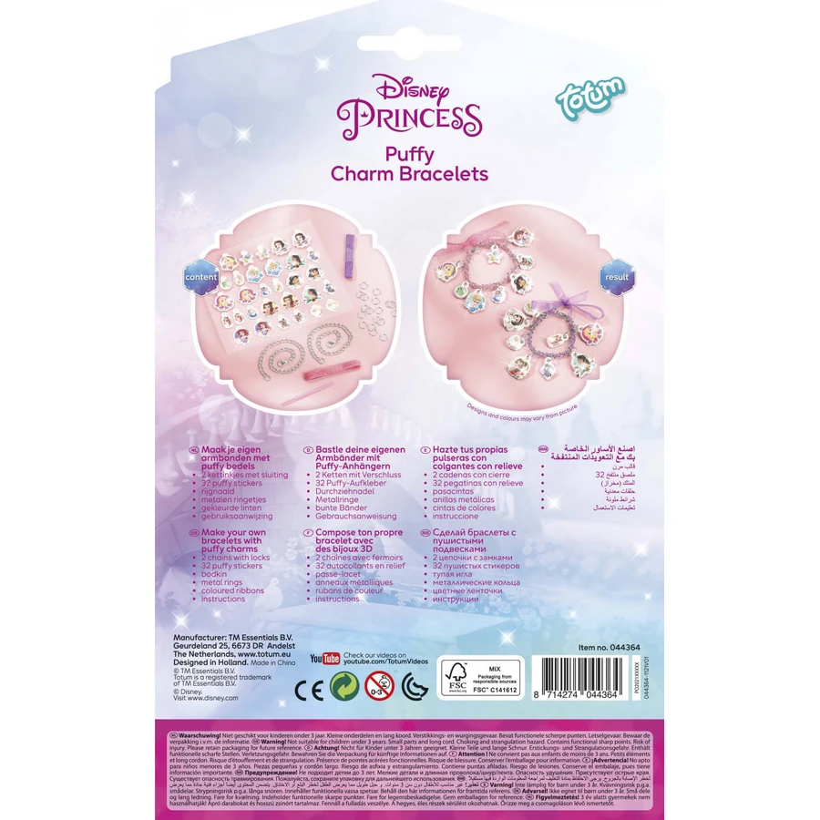 Creativo DIY conjunto de pulseras 2D colgante suave con colgantes, Princesa Disney