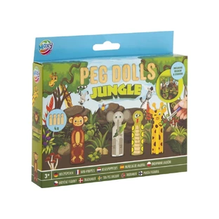 DIY Creatieve Set, Houten Beeldjes, Knijperpoppen, Jungle