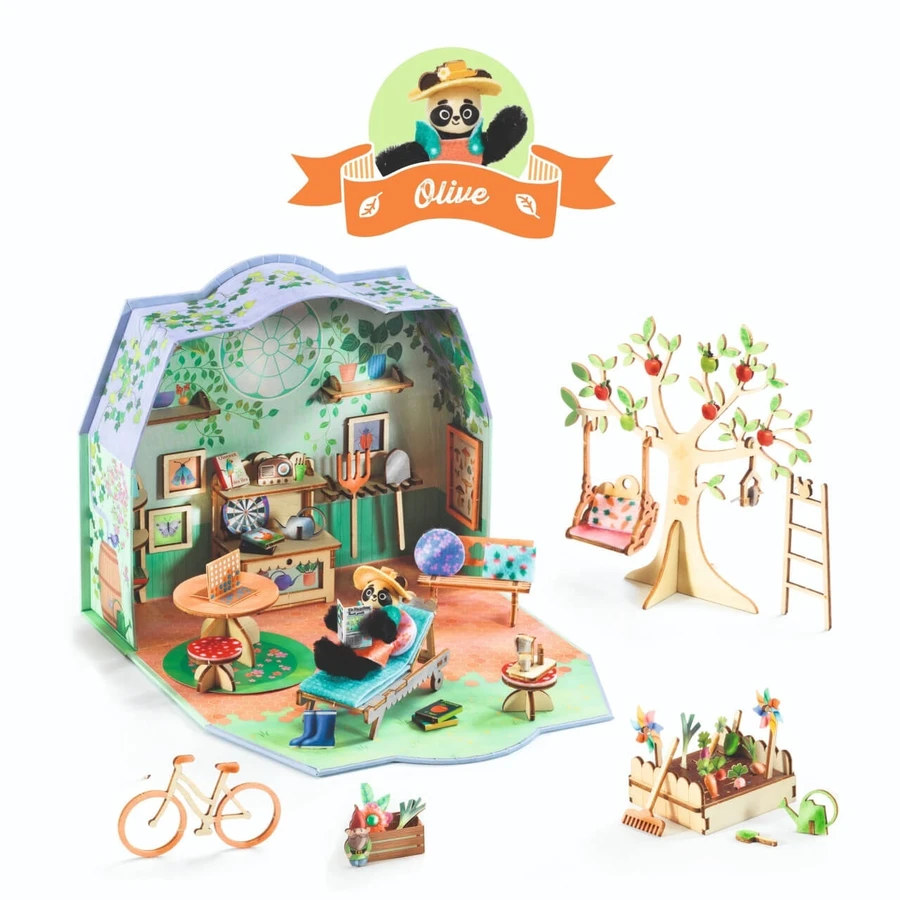 Casa en miniatura para montar y colorear Oliva , Djeco