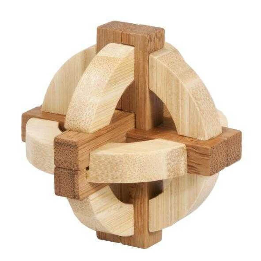 Juego de lógica IQ en madera de bambú en caja metálica-1