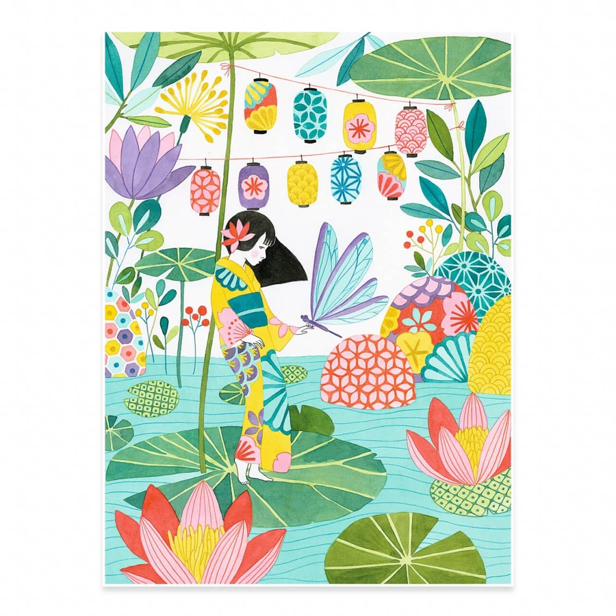 Carte avec 3 motifs japonais à colorier, Djeco