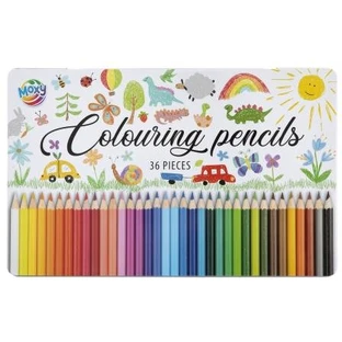 Set de 36 lápices de colores en caja metálica, Moxy