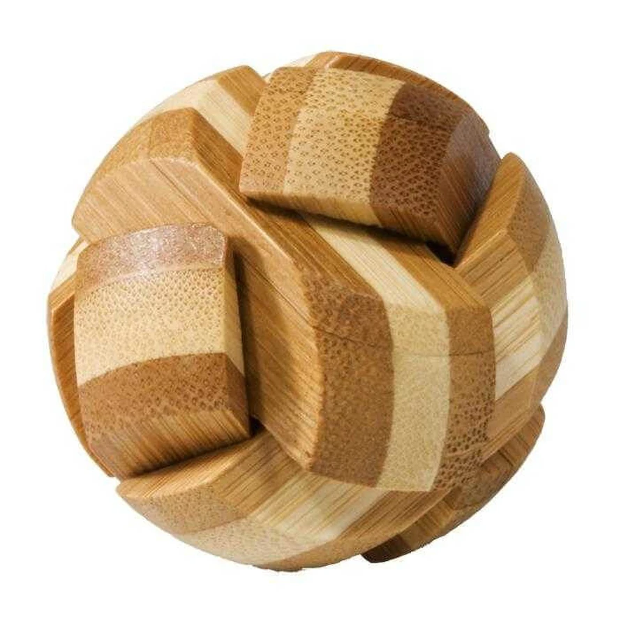 Logic game IQ wooden Bamboo Ball, metal box