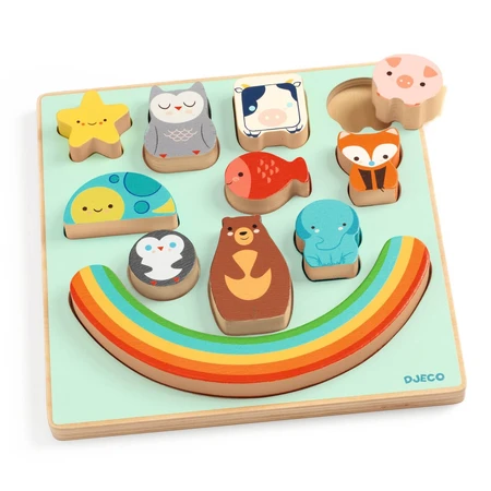 Regenbogen-Puzzle und Balance-Spiel, Djeco
