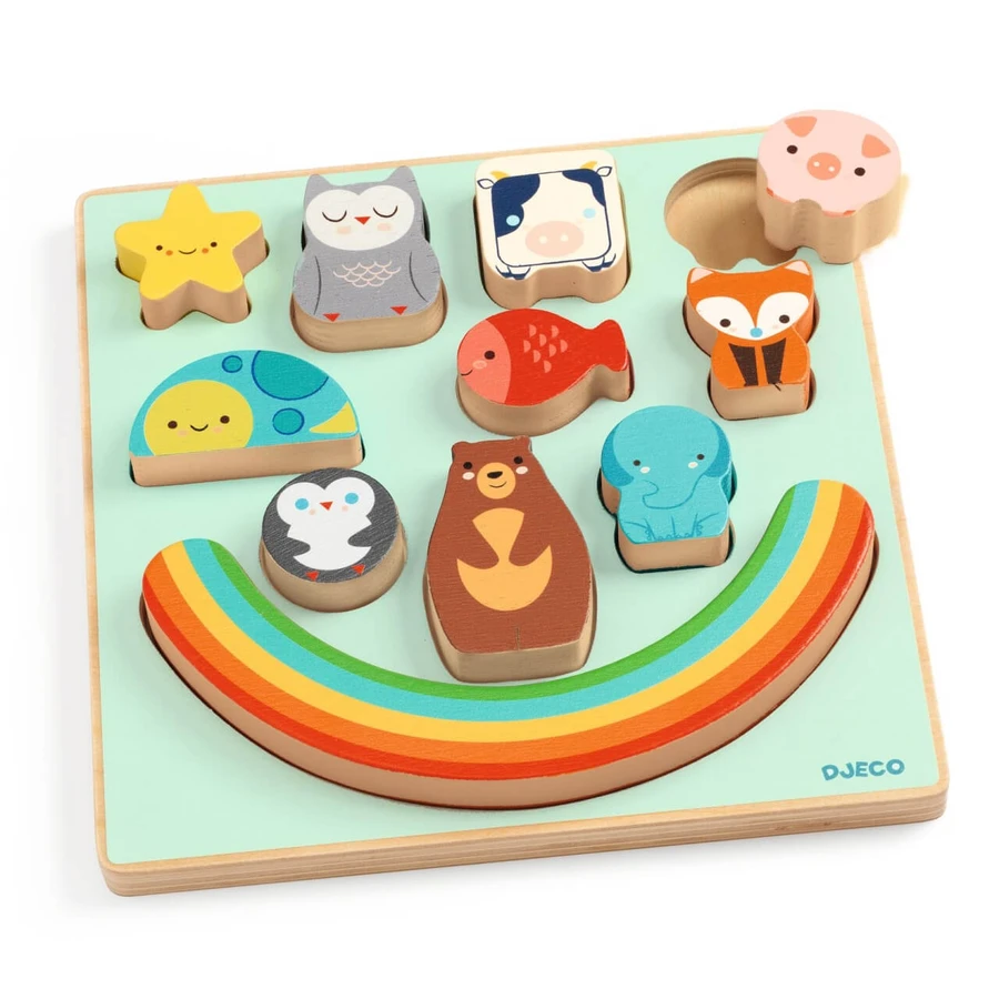 Regenbogen-Puzzle und Balance-Spiel, Djeco